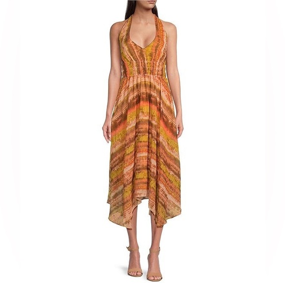TAYLOR NWT SUNRISE VACA HALTER DRESS - Picture 1 of 8